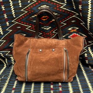 All Saints Brown Suede Tote Bag